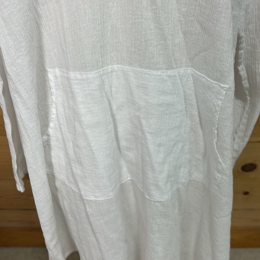 Bryn Walker white cotton gauze hoodie hooded hoody tunic top swim cover XL - Picture 2 of 13